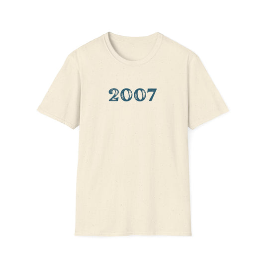 Uni Sex Year Of Birth  'Faded Letter' design SoftStyle T shirt with your choice of year.