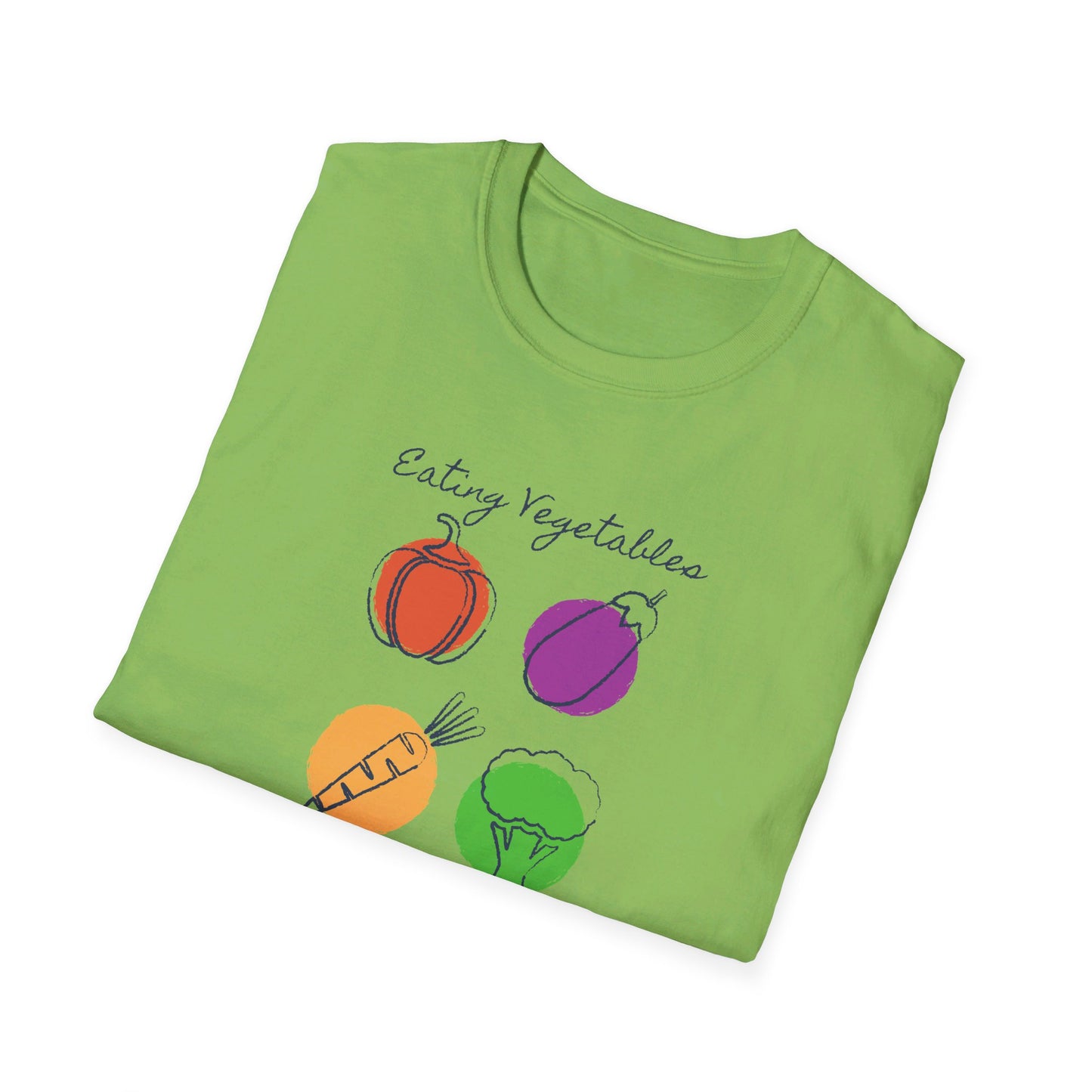 Year Of Birth Unisex 'Eating Vegetables' design Ringspun T shirt