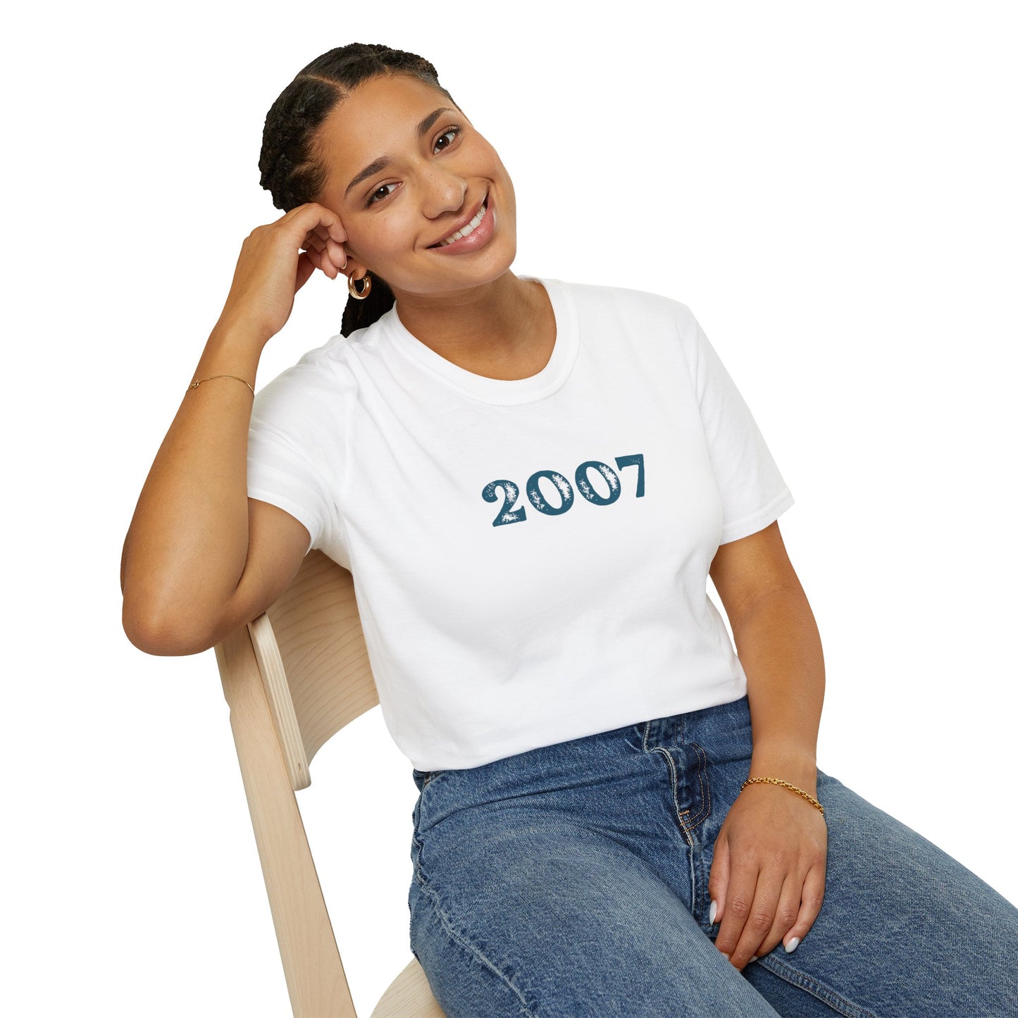 Uni Sex Year Of Birth  'Faded Letter' design SoftStyle T shirt with your choice of year.