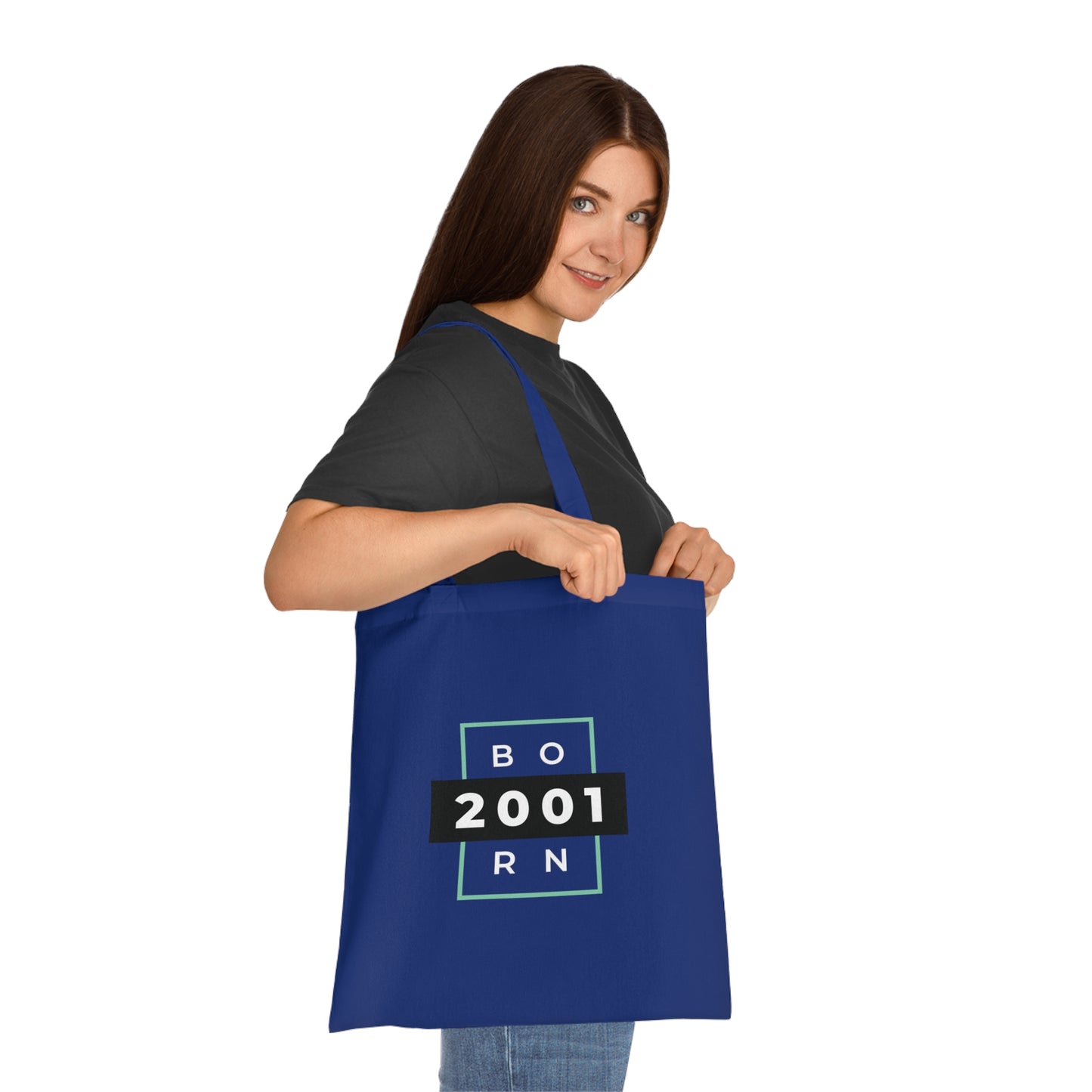 Year of Birth "Born Split" Design Cotton Tote with your choice of year of birth