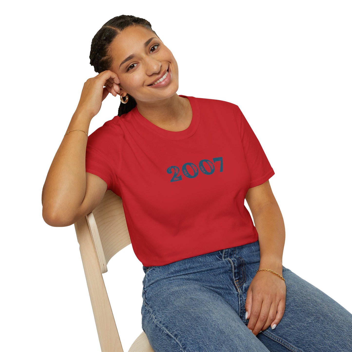 Uni Sex Year Of Birth  'Faded Letter' design SoftStyle T shirt with your choice of year.