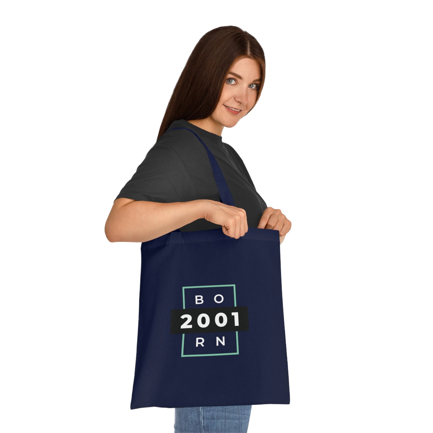 Year of Birth "Born Split" Design Cotton Tote with your choice of year of birth