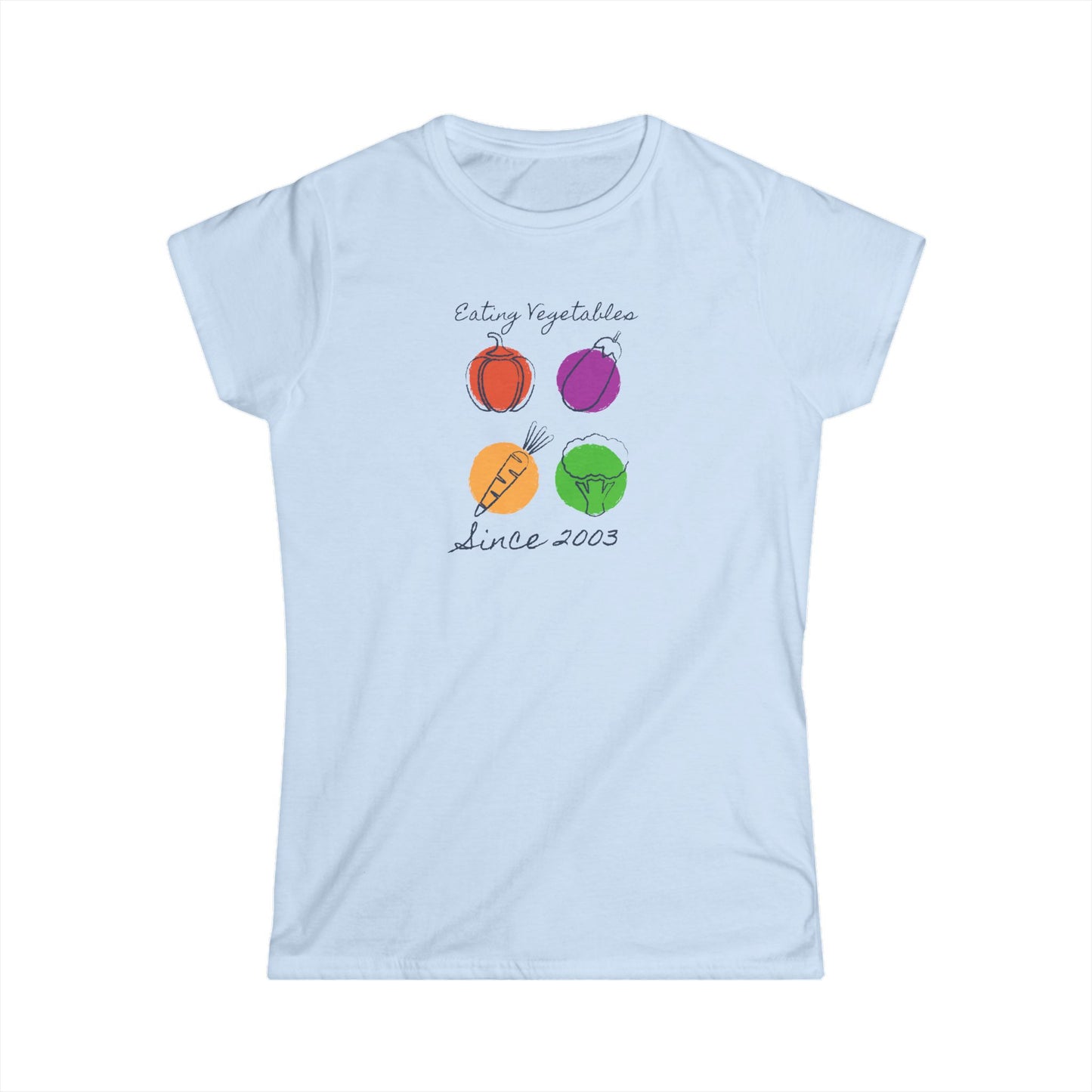 Ladies Year Of Birth 'Eating Vegetables' design Softstyle Tee