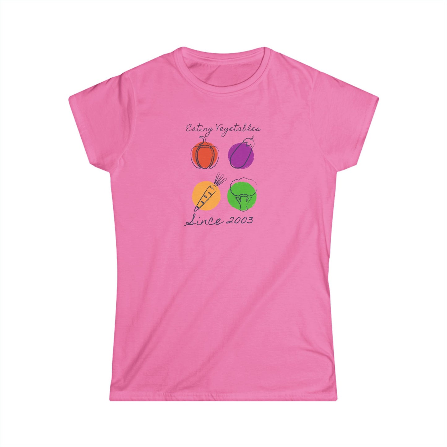 Ladies Year Of Birth 'Eating Vegetables' design Softstyle Tee