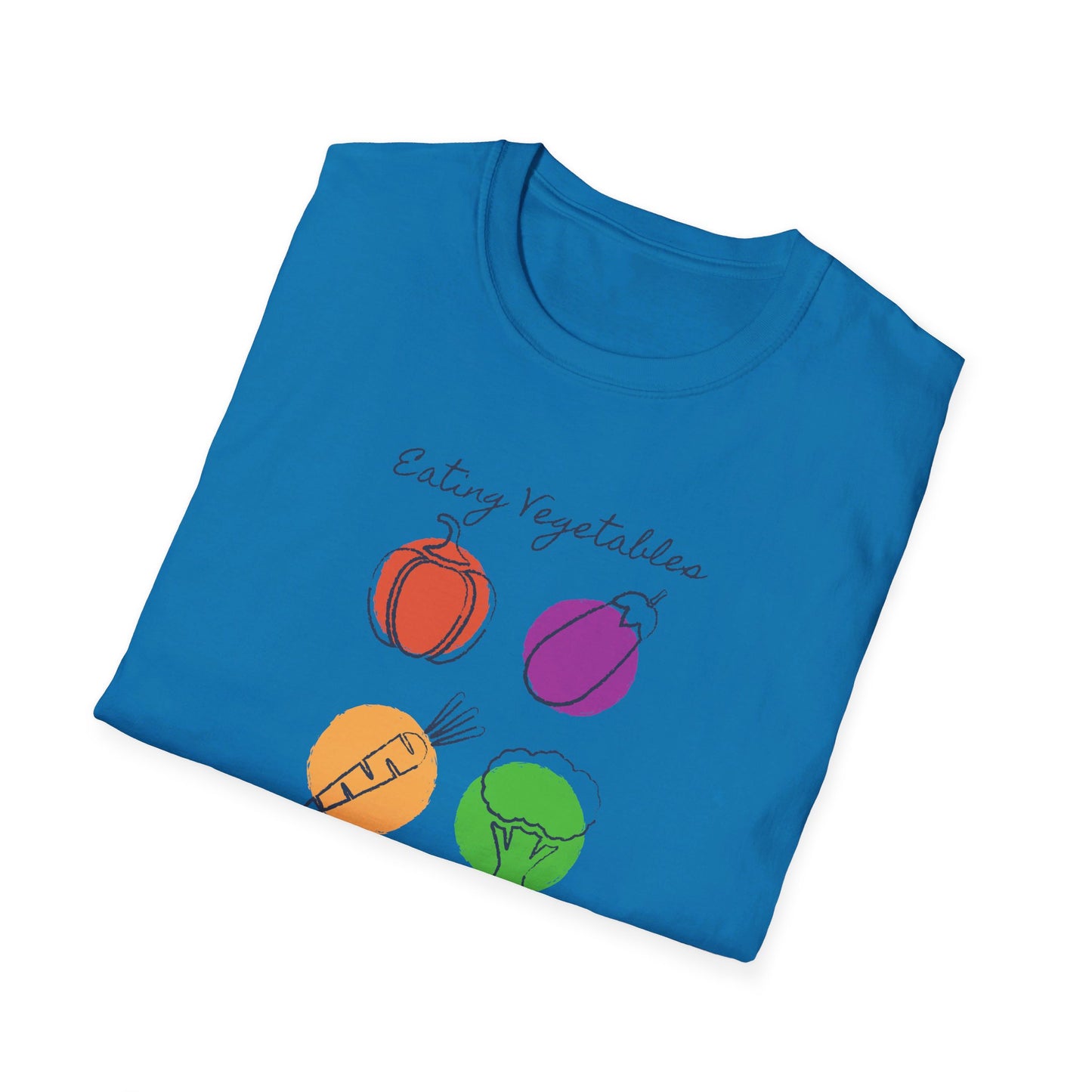 Year Of Birth Unisex 'Eating Vegetables' design Ringspun T shirt