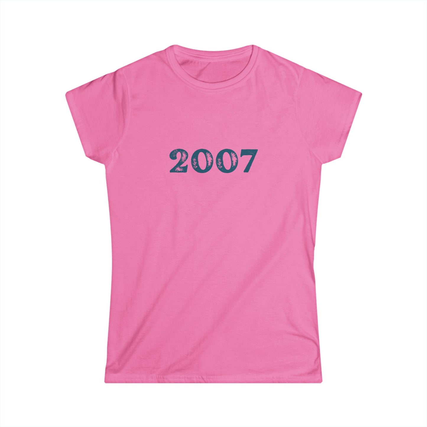 Ladies Year Of Birth 'Faded Letter' design Softstyle Tee with your choice of year.