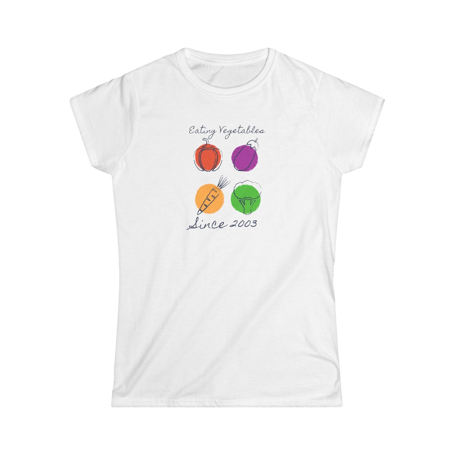 Ladies Year Of Birth 'Eating Vegetables' design Softstyle Tee