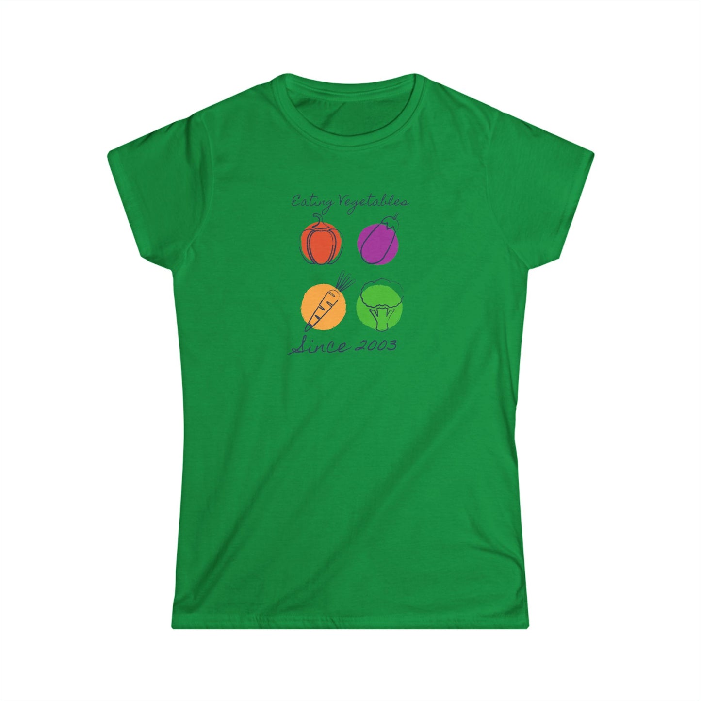 Ladies Year Of Birth 'Eating Vegetables' design Softstyle Tee