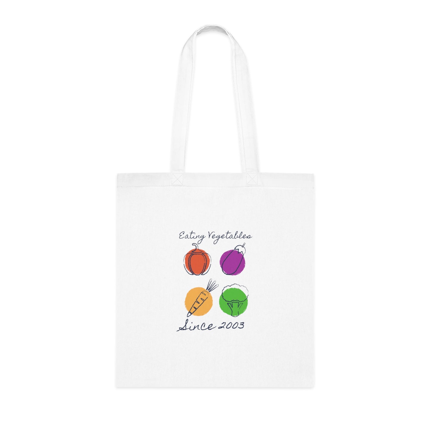 Year of Birth “Eating Vegetables” design Cotton Tote with your choice of year.